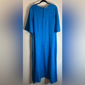 BAILEY Sz XL A-Line Flare Sleeve Maxi Dress with Tie Belt 100% Linen Unlined